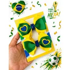 Par de laços Copa do mundo laço Brasil acessório infantil