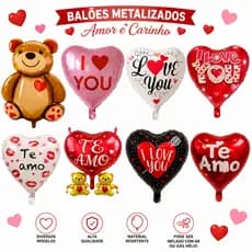 BALÃO DE CORAÇAO ROMANTICO METALIZADO  18'' 45CM