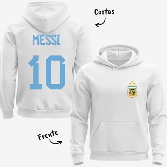 Moletom Canguru Adulto Argentina Lionel Messi Futebol Blusa De Frio Agasalho Casaco Unissex