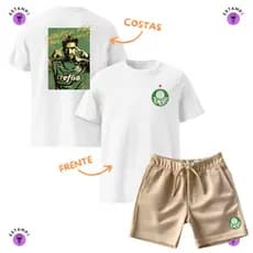 Kit Infantil 2 peças Sendo 1 Camiseta e 1 Bermuda Moletinho Abel Ferreira Palmeiras Verdão Avante Palestra  Infantil