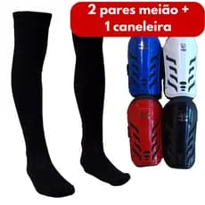 Caneleira Adulto Futebol + 2 pares Meião De Futebol
