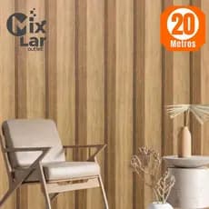 Papel de Parede Madeirado PREMIUM Texturado Bege/Marrom 5M x 45CM Adesivo Autocolante Sala, Quarto