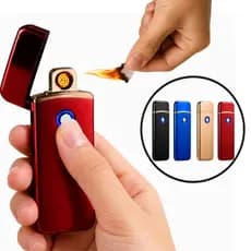 Isqueiro Elétrico Sem Fogo Recarregável USB Alta Duração Bateria, 5 Cores