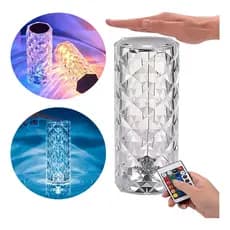 Luminária Cristal LED RGB 16 Cores Para Quarto, Setup Gamer Mesa Touch Recarregável USB Decorativa