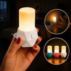 Abajur de Tomada Bivolt Luminária Infantil Com Luz Aconchegante Quarto e Sala - Azul, Rosa e Branco
