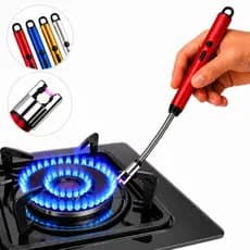Acendedor Isqueiro Elétrico Sem Fogo Recarregável USB Com Bateria Durável Para Fogão, Churrasco e Velas