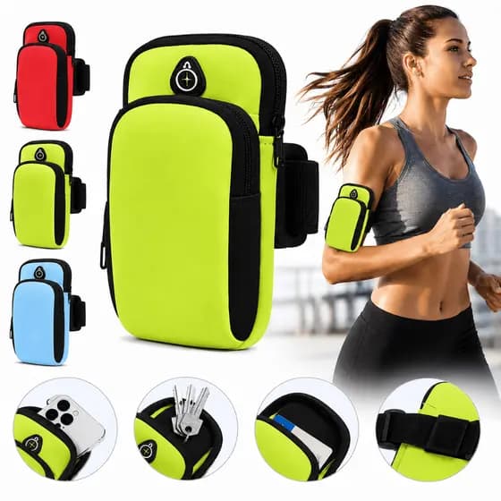 Braçadeira Porta Celular Esportiva Fitness Ajustável Para Corrida Academia Caminhada Com Saída Para Fone