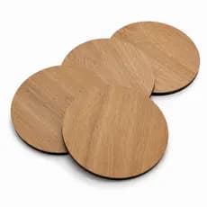 Bolacha Porta Copo Redondo Madeira Kit 4 Peças Descanso Para Copos e Xícaras