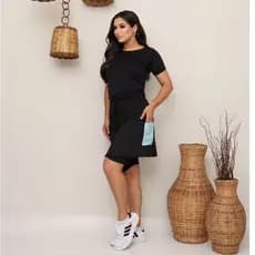 Kit Blusa Manga Curta Feminina + Shorts Saia Fitness Moda Evangélica Cristã Academia Exercícios
