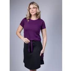 Conjunto Moda Fitness Evangélica Cristã Blusa Manga Curta Feminino + Short Saia Evasê