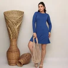 Vestido Saída de Praia Moda Evangélica  + Proteção Uv Térmica Manga Longa Tecido Poliéster Liso