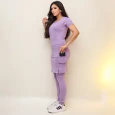Conjunto Moda Fitness Cristã Evangélica Blusa Manga Curta Feminino + Saia Calça Legging reta
