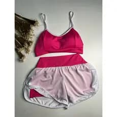 Conjunto Shorts Duplo e Top  Fitness Academia