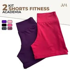 Kit Combo 2 Shorts Básico Grosso Liso Meia Coxa  Fitness Academia Croosfit Treino Bermuda Cintura Alta Feminino