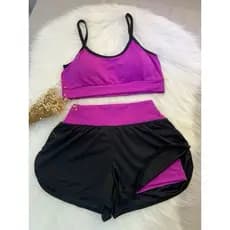 Conjunto Combo Duas Peças Top e Short Fitness para Academia Treino Dryfit Com Forro para o Dia a Dia