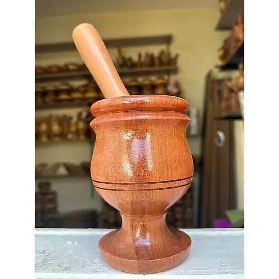 Pilão premium de madeira para temperos arvas e decoração