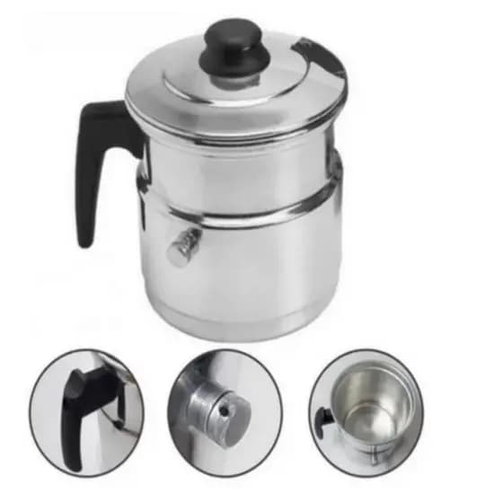 leiteira apito 1,5 litros de alumínio com apito polida ideal para leite café chá