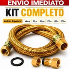 Kit Mangueira Gas Encanado Metalica Cobre Adaptador Femea Instalação Apartamento Cooktop Aquecedor