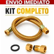Kit Instalação Mangueira Gás Encanado Cobre Metálica 1 metro Cooktop  + Adaptador Dako Femea  Espigão