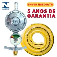 Registro Regulador de Gás de Cozinha 13kg Com Visor Manometro 1KG/H Com Mangueira Fogões Botijão