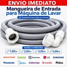 Mangueira de Maquina de Lavar  Eletrolux Brastemp Original Entrada de Agua Universal Resistente