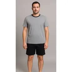 Conjunto De Pijama Masculino Ideal para Jovens Adulto Idoso Verão Em Malha Pv