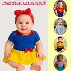 Body Fantasia Mesversário Princesa Bebê com Saia e Faixa de Cabelo Ensaio Fotográfico Festa Carnaval