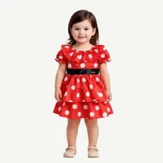 Vestido Infantil Bolinha Minnie Vermelho Tamanho 1 a 4 Anos Temático Aniversário
