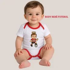 Body Bebê Futebol Torcedor Vermelho Branco Mesversário Infantil Jogador Tricolor Menino Menina