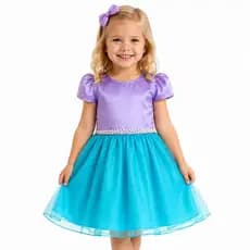 Vestido Infantil de Festa Tema Fantasia Menina Carnaval Ariel Pequena Sereia