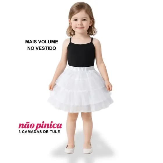 Saiote Infantil Anágua Armação Enchimento para Vestido de Festa Infantil Daminha Tule Engomado
