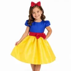 Vestido Branca de Neve Fantasia Perfeito Para festa Aniversário Princesa Temático Carnaval