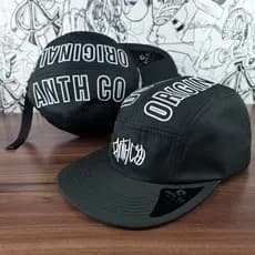 Boné 5 Five Panel Aba Reta Original Anth Co Premium Strapback Fitão Skatista Preto Masculino High