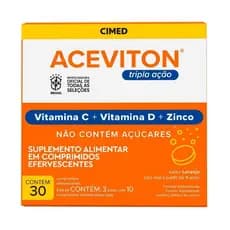 IMUNIDADE TOTAL! Aceviton Tripla Ação Cimed (Vitamina C + D + Zinco) – 30 Comprimidos Efervescentes