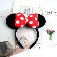 Tiara Laço Vermelho Com Bolinhas Brancas Orelha, Ratinha personagem minnie