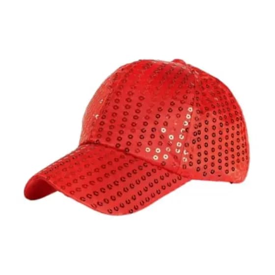 Boné Vermelho Brilhante com Lantejoulas Feminino e Masculino