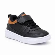Tênis Preto Infantil Menino Masculino Casual Confortável com Velcro