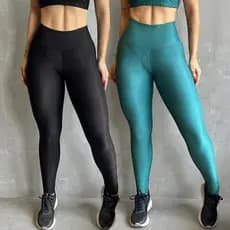 Kit 2 Calças Legging Canelada Academia Cintura Alta Levanta Empina Bumbum Roupa Feminina Leg Ginástica Fitness Feminino