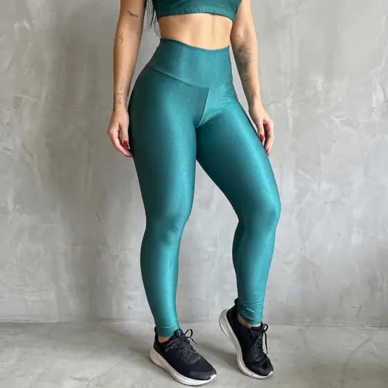 Calça Legging Canelada de Academia com Cintura Alta Levanta Empina Bumbum Roupa Feminina Leg Ginástica Fitness Feminino