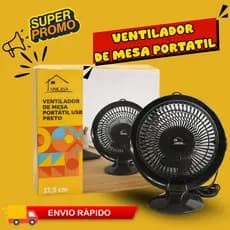 Ventilador Portátil USB Silencioso Compacto Mesa Recarregável