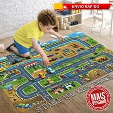 Conjunto Carrinhos Infantil com Tapete Pista e Acessórios