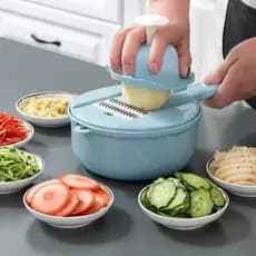 KIT 12 EM 1 RALADOR DECASCADOR CORTADOR FATIADOR DE LEGUMES VEGETAIS FRUTAS ALIMENTOS MULTIFUNCIONAL