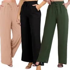 Calça pantalona feminina duna com bolso lateral cintura alta