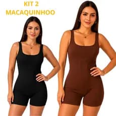 kit 2 Macaquinho Curto Feminino Ribana Canelada Moda Casual