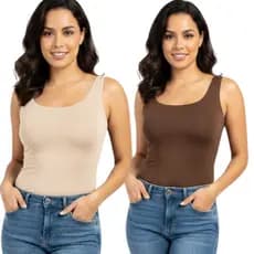 Kit 2 Regata Feminina Suplex Básica Lisa Confortável Decote Clássico Moda Blogueira