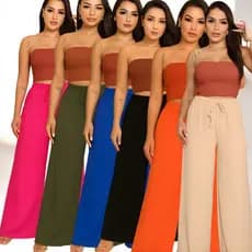 kit 3 Calça feminina wide leg pantalona duna com elastano