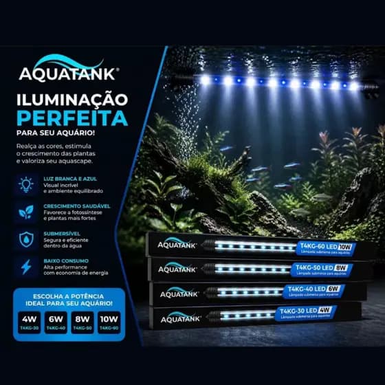Lâmpada Subaquática Aquatank Luminária de LED Cor Azul e Branco Para Aquário e Paisagismo