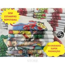 Pano de Prato Branco Estampado Kit com 10 Peças - 100% Algodão