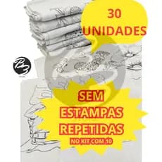 Kit 30 Pano de Prato Branco Riscado Para Pintura - Bainha Premium 100% Algodão 68X40