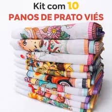Pano De Prato Atacado Viés Estampado Grande 0,44 x 0,68 cm Alta Qualidade Kit com 10 panos